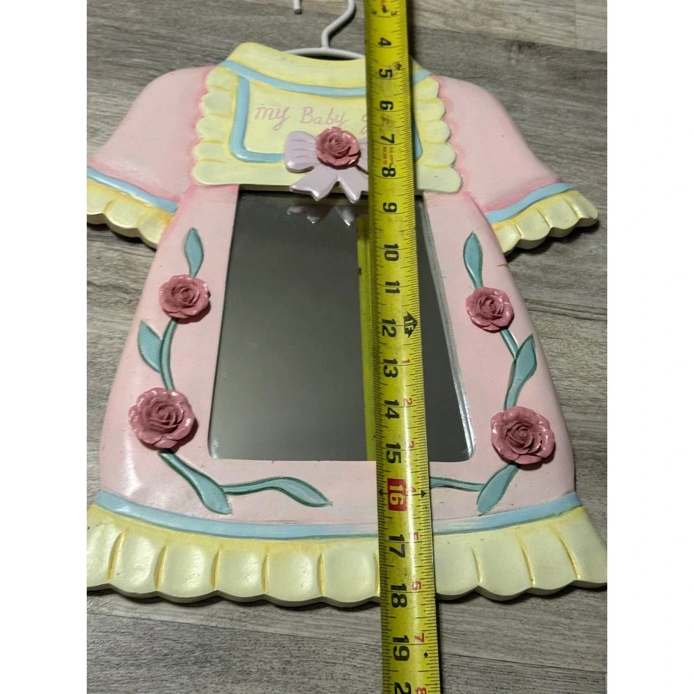 My Baby Girl Dress Shaped Mirror‎ Pink Yellow Blue Roses Nursery Decor